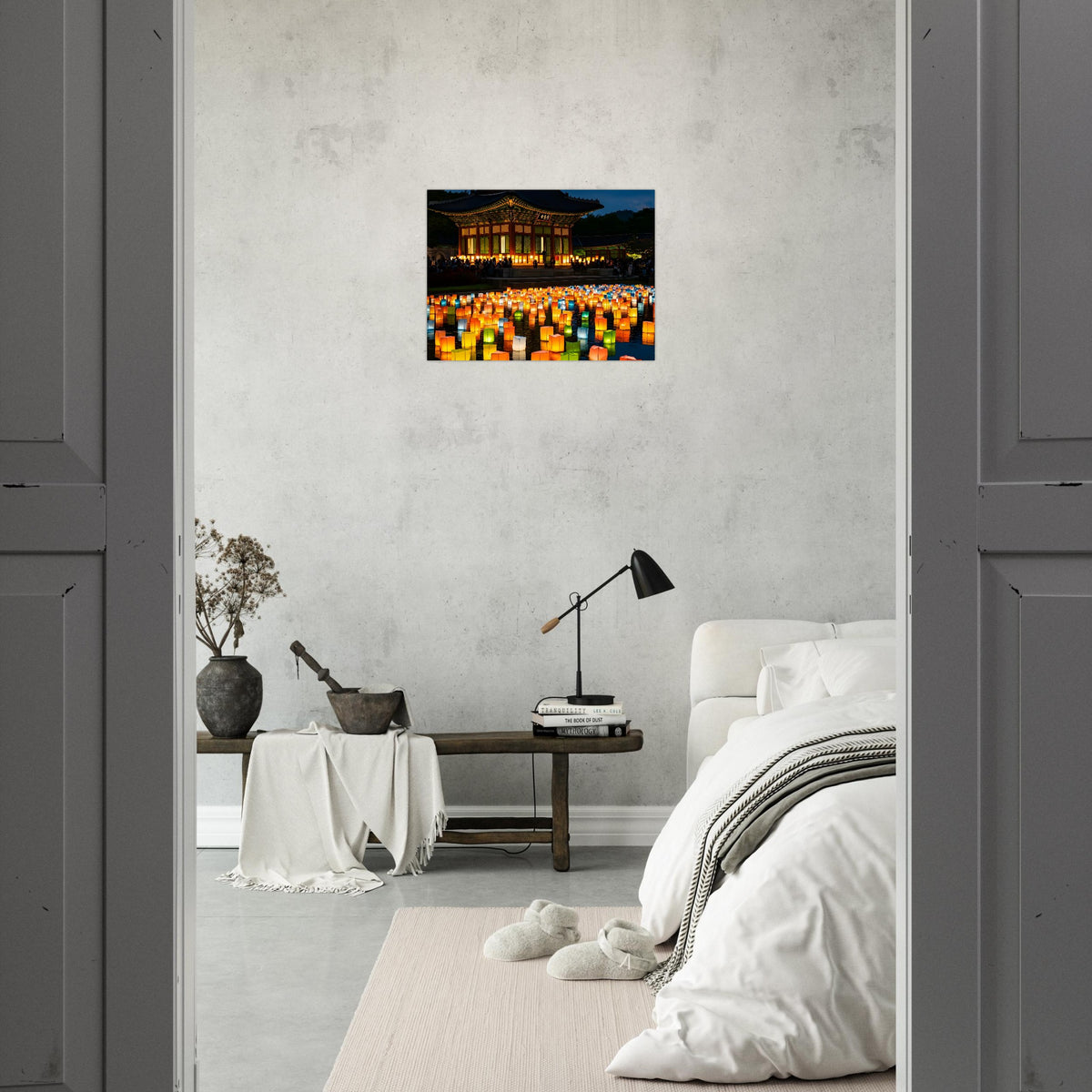 Aesthetic Korean floating lanterns artwork for home or office decor