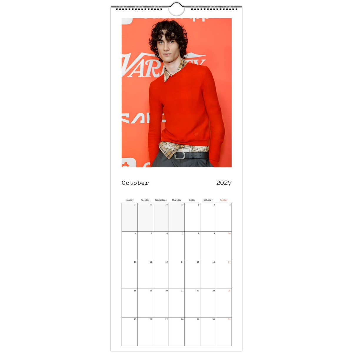 October page of sombr 2027 slim wall calendar