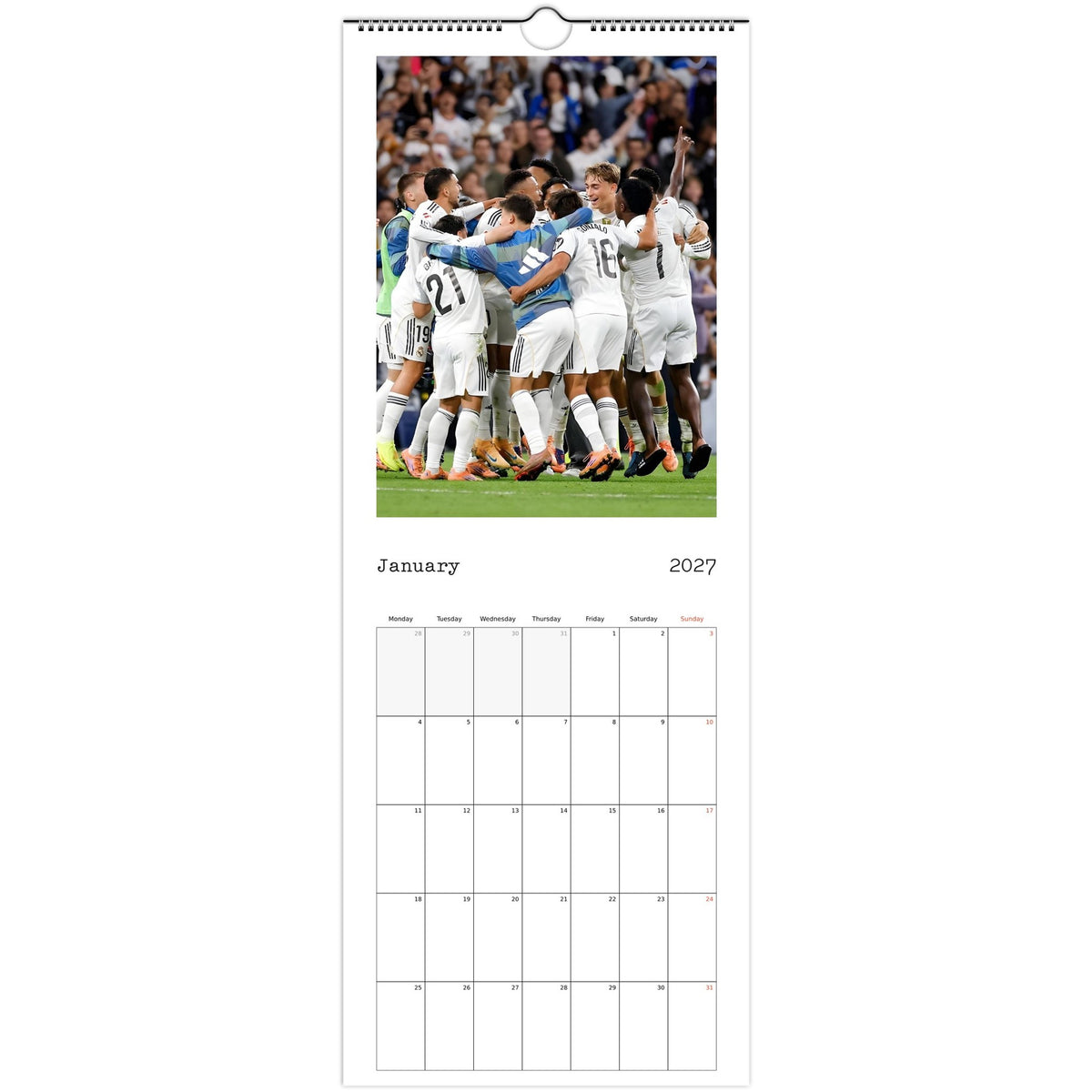 Real Madrid Calendar 2027 January page