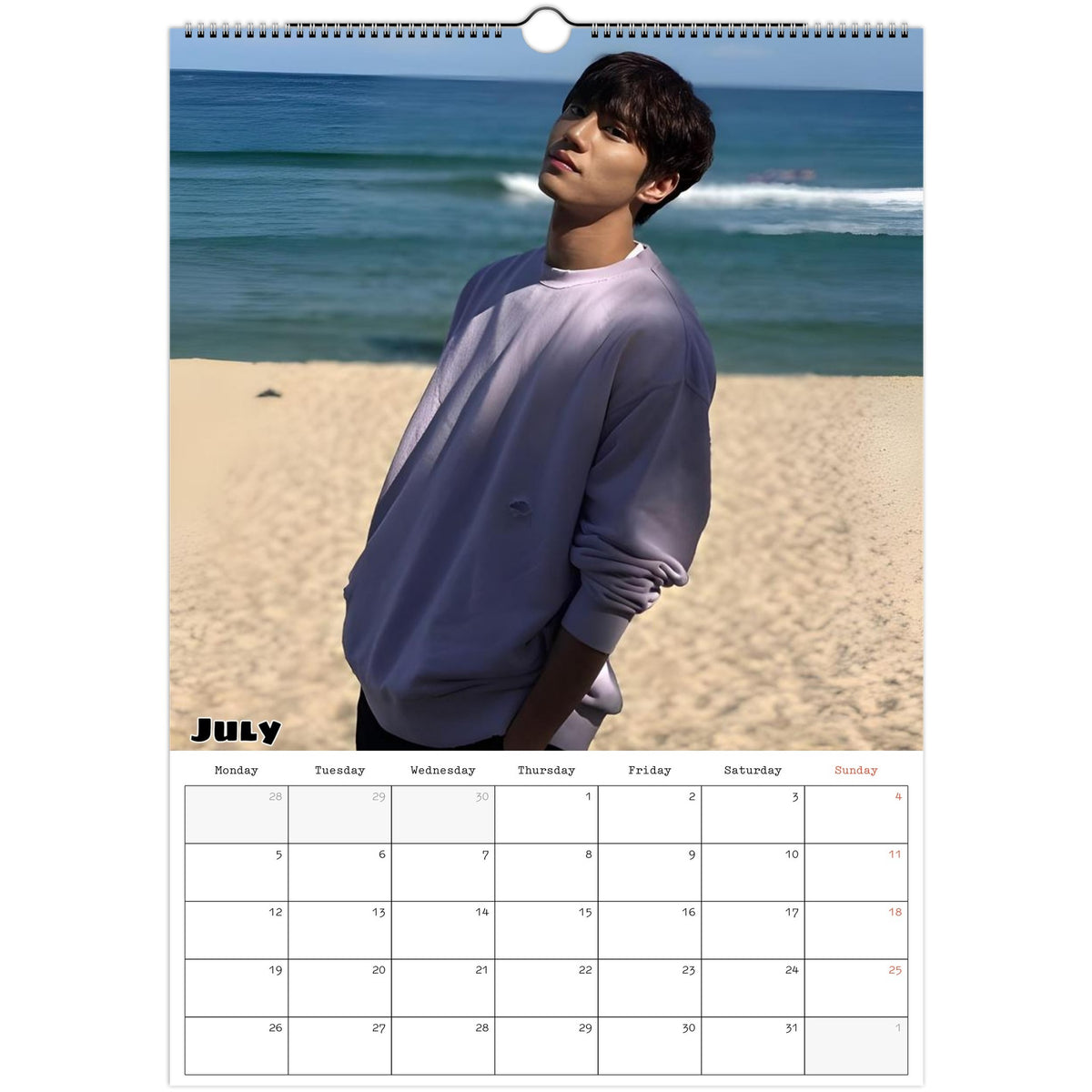 July 2027 page in Lee Jun-young A3 wall calendar