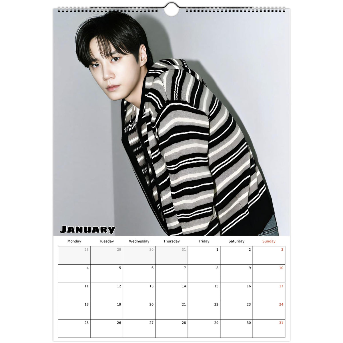 January 2027 page in Lee Jun-young A3 wall calendar