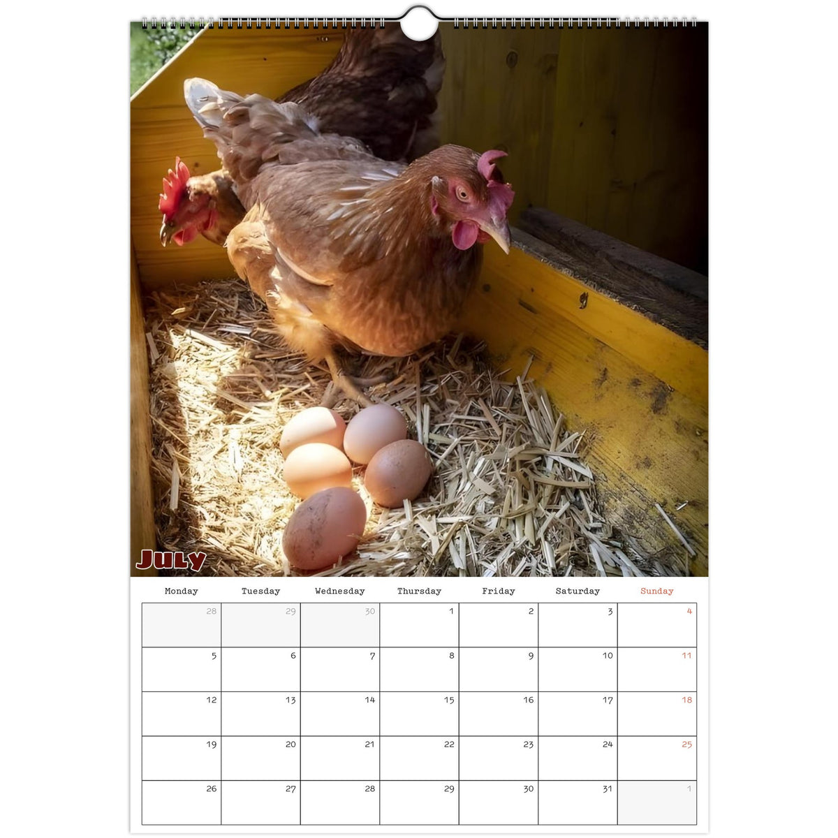 July 2027 page in Farm Life A3 wall calendar
