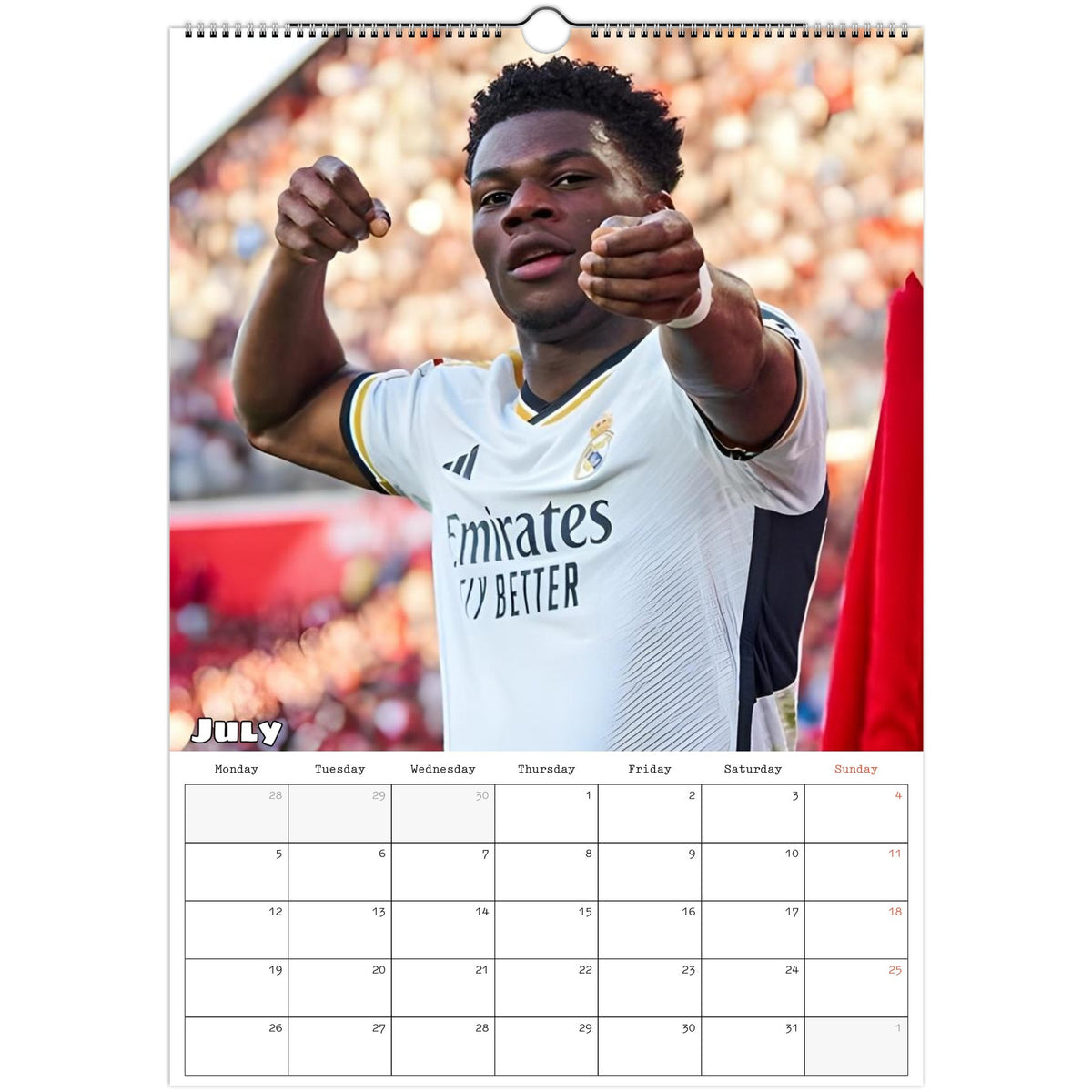 Real Madrid Calendar 2027 July page