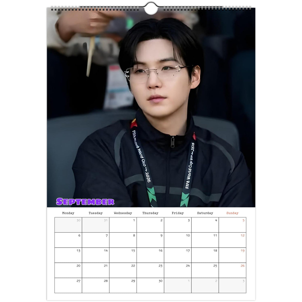 BTS Suga (Yoongi) calendar September portrait