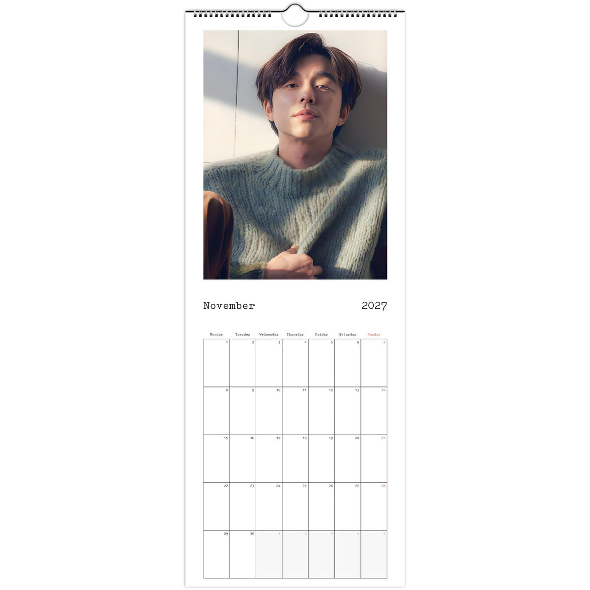 November page of Gong Yoo 2027 slim wall calendar