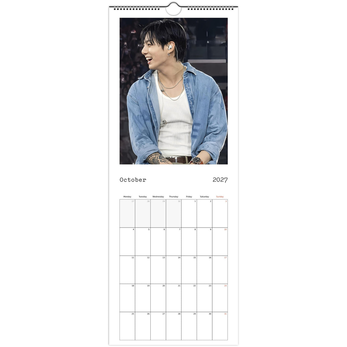 BTS Jungkook Calendar 2027 October page