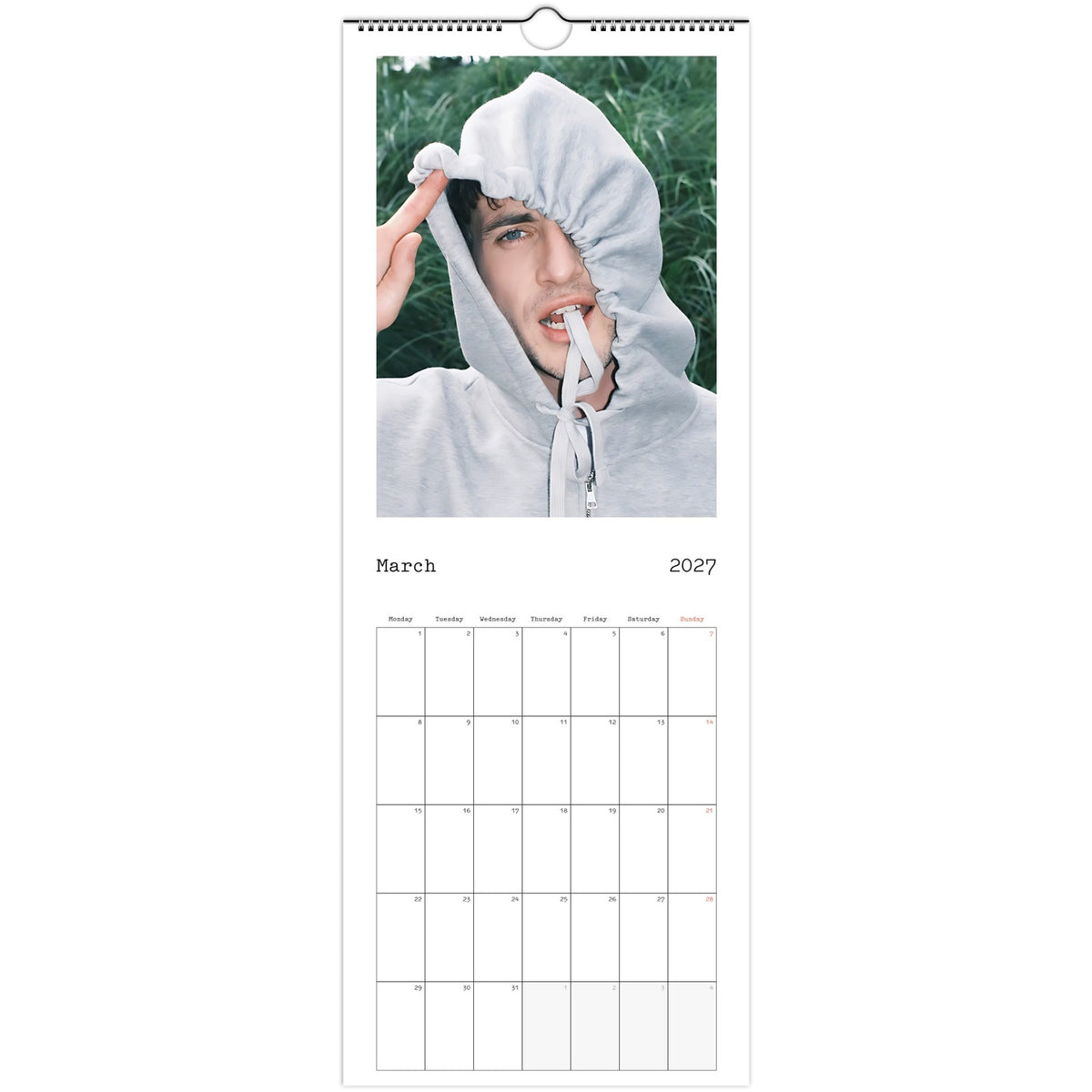 March 2027 page in Paul Mescal slim wall calendar