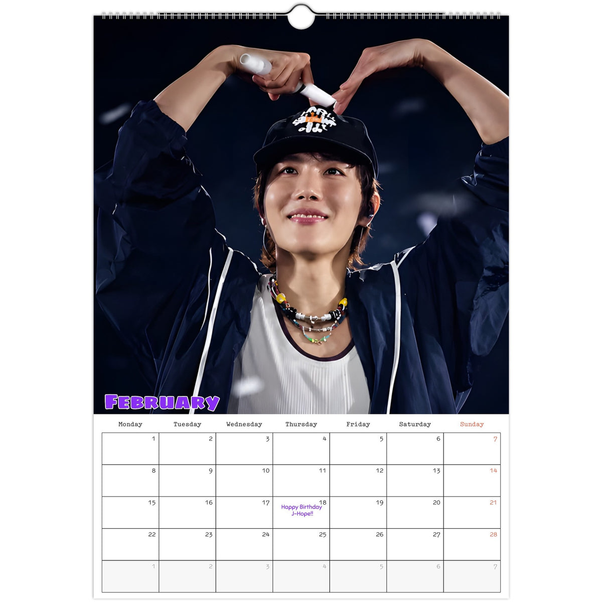 BTS J‑Hope Calendar 2027 February page