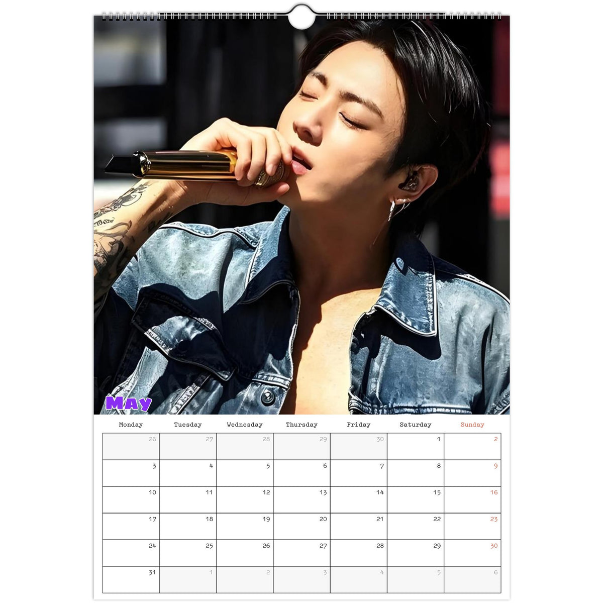 BTS Jungkook Calendar 2027 May page