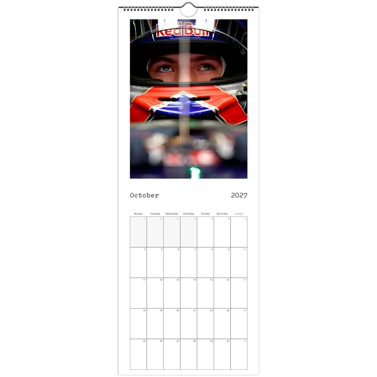 Max Verstappen Calendar 2027 October page