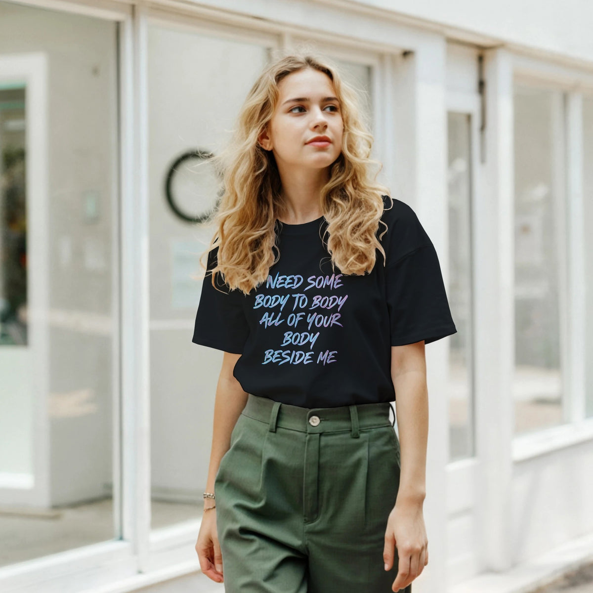 BTS Body to Body gradient text graphic tee