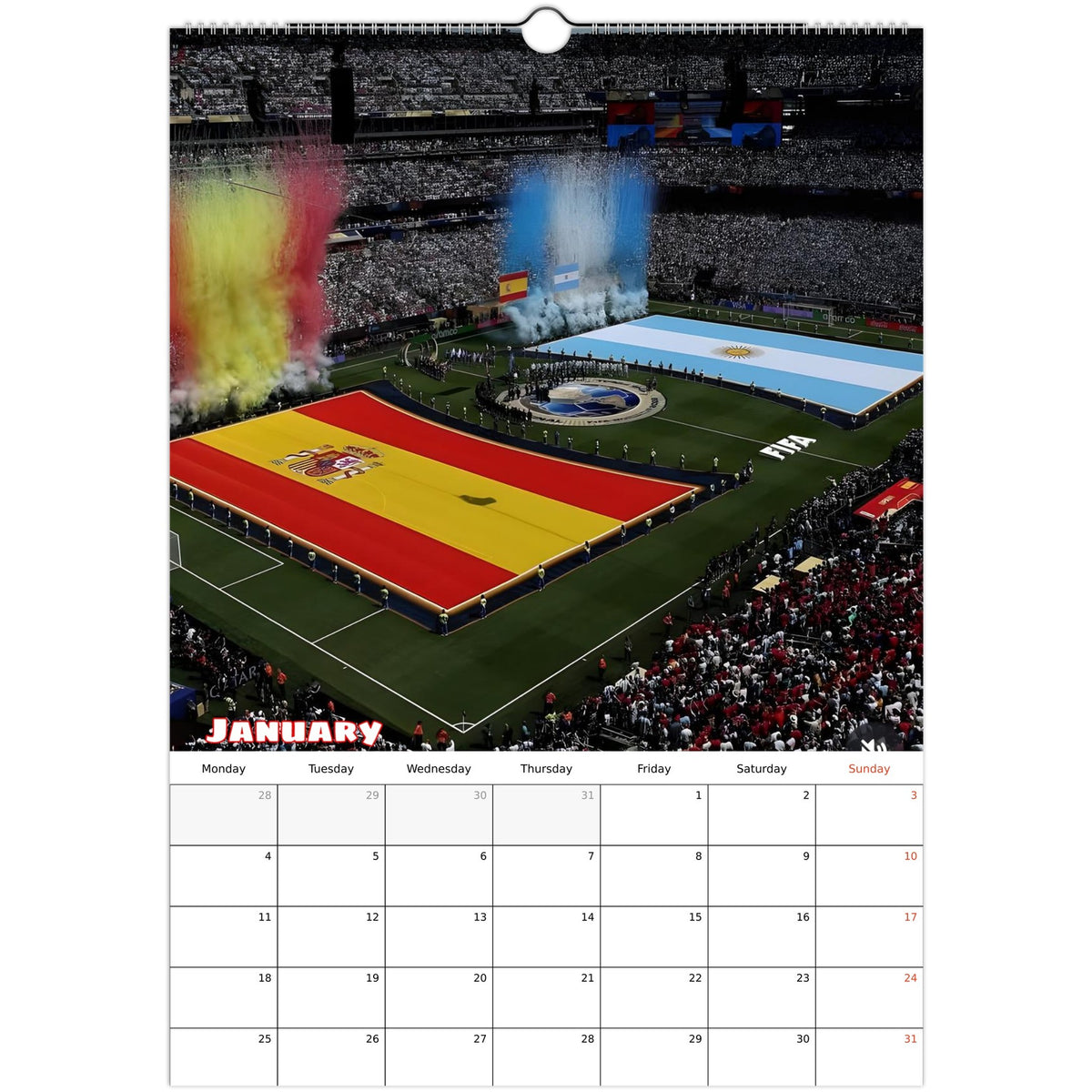 Spain FC Calendar 2027 January page