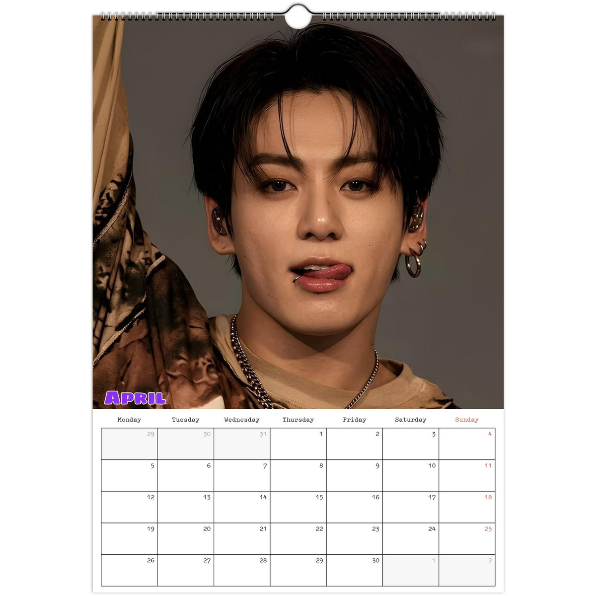 BTS Jungkook Calendar 2027 April page