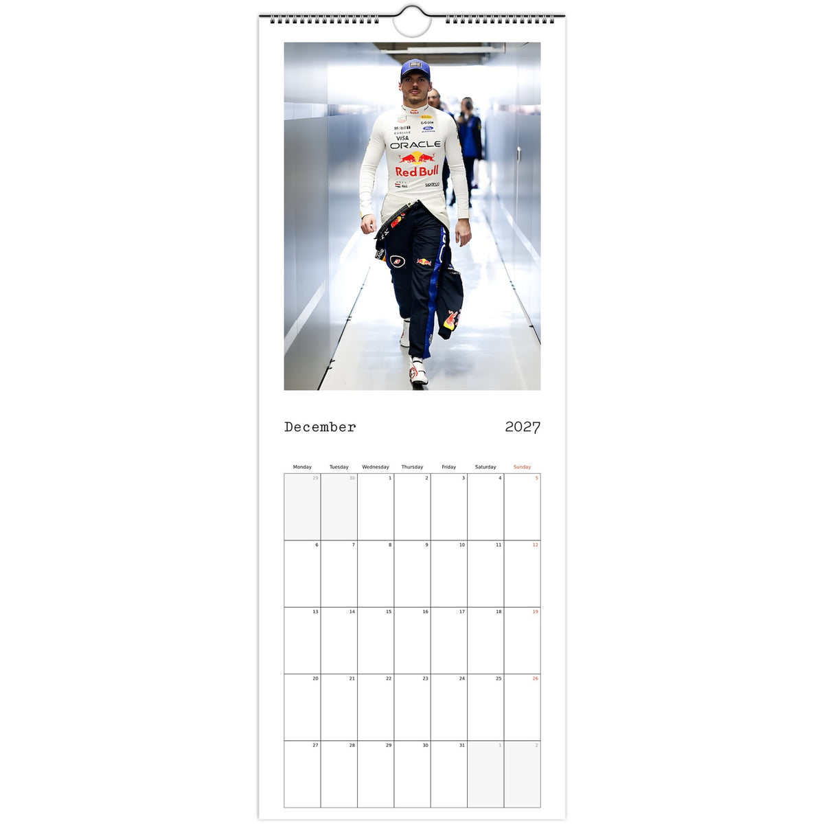 Max Verstappen Calendar 2027 December page