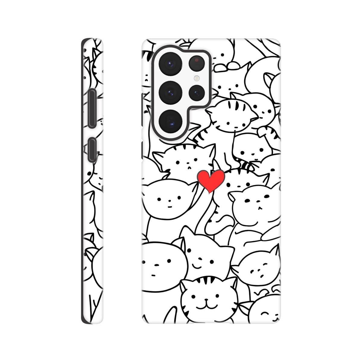 Cat design phone case with red heart