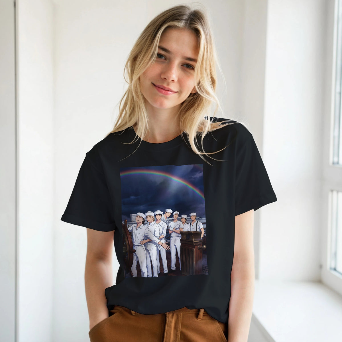 Black BTS T‑shirt featuring Swim‑style illustration and 2026–2027 back print