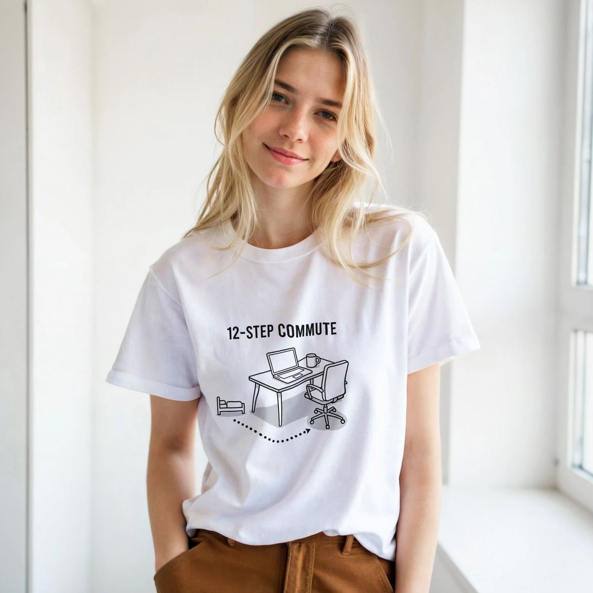 Modern minimalist desk setup graphic tee