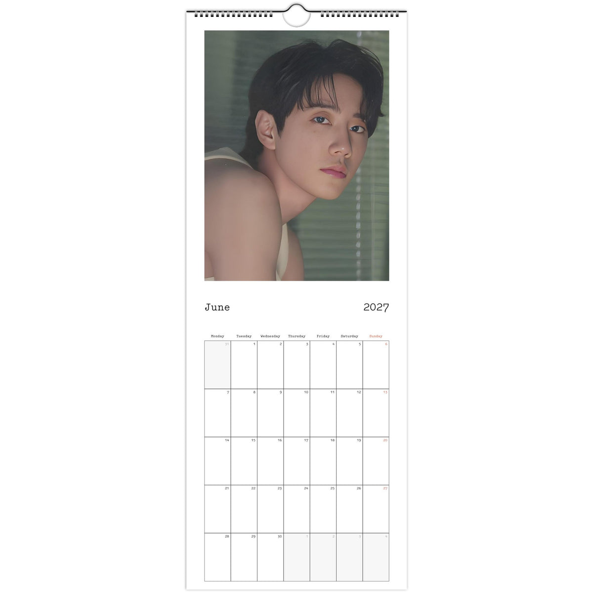 June 2027 page in Lee Jun-young slim wall calendar