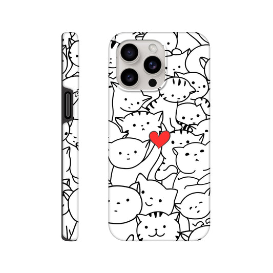 Cat lover iPhone tough case with line‑art cats
