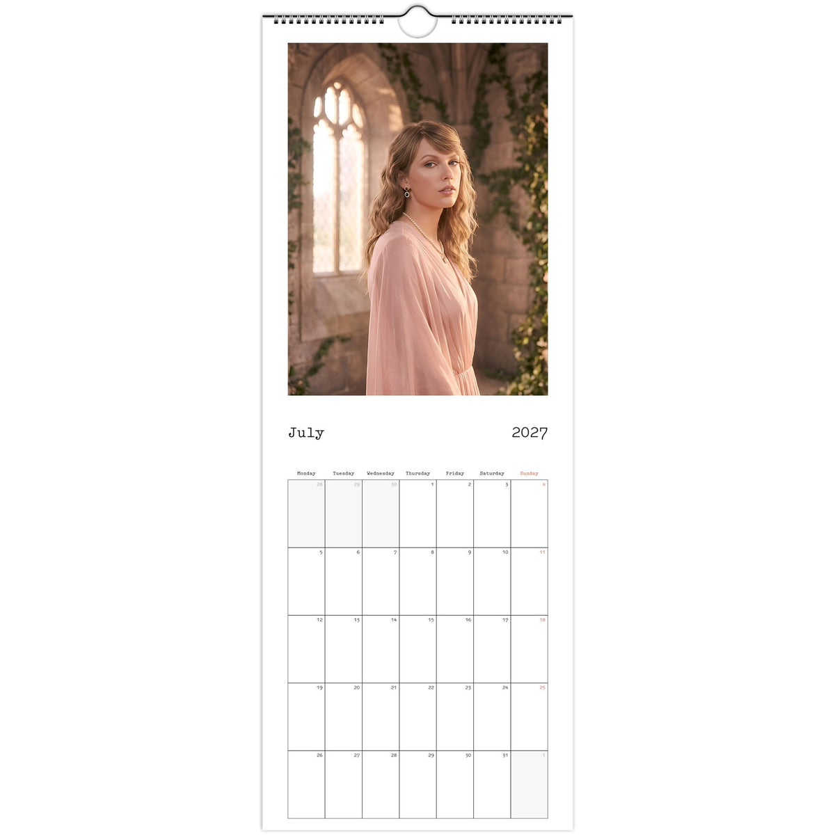 July 2027 page in Taylor Swift slim wall calendar