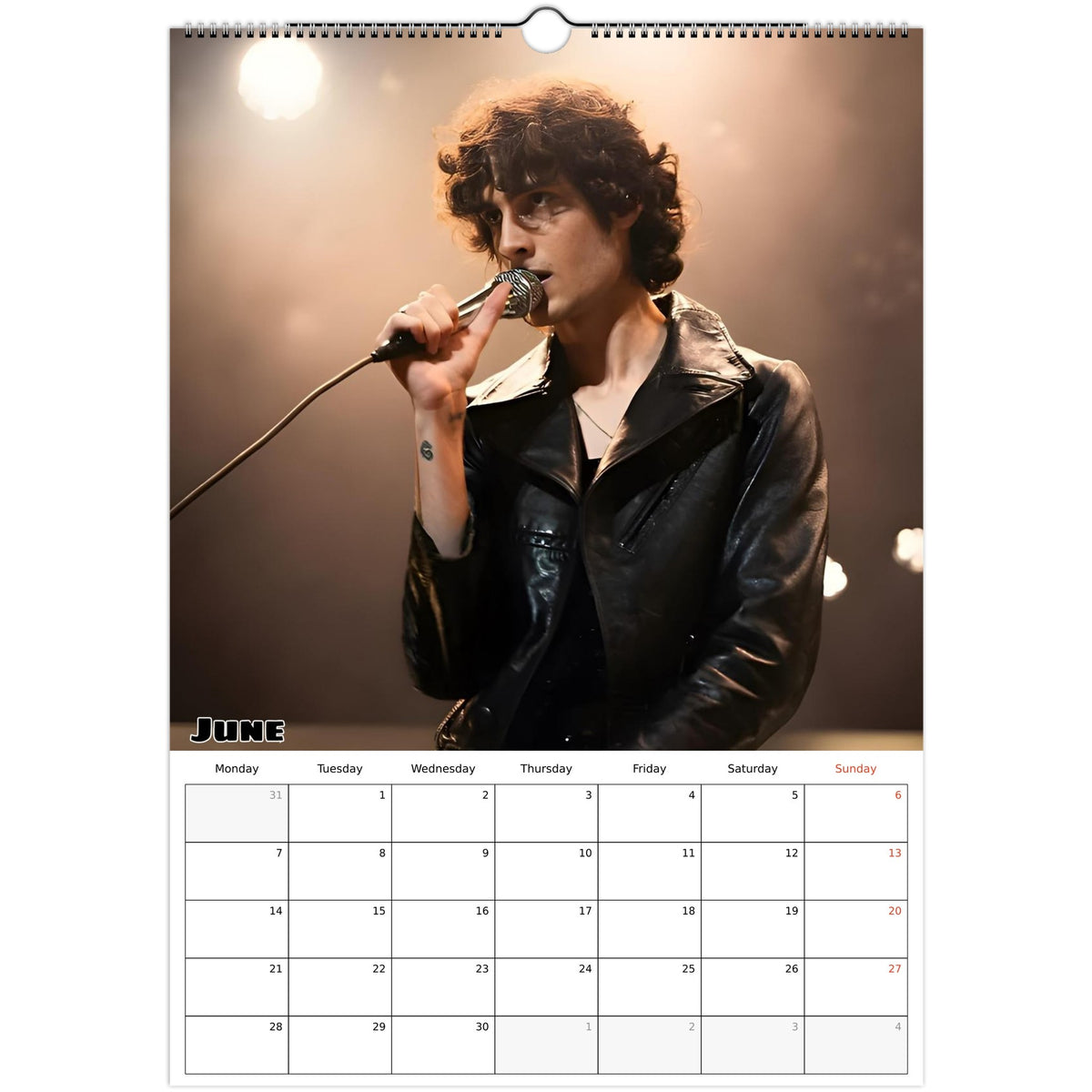 June page of sombr 2027 A3 wall calendar