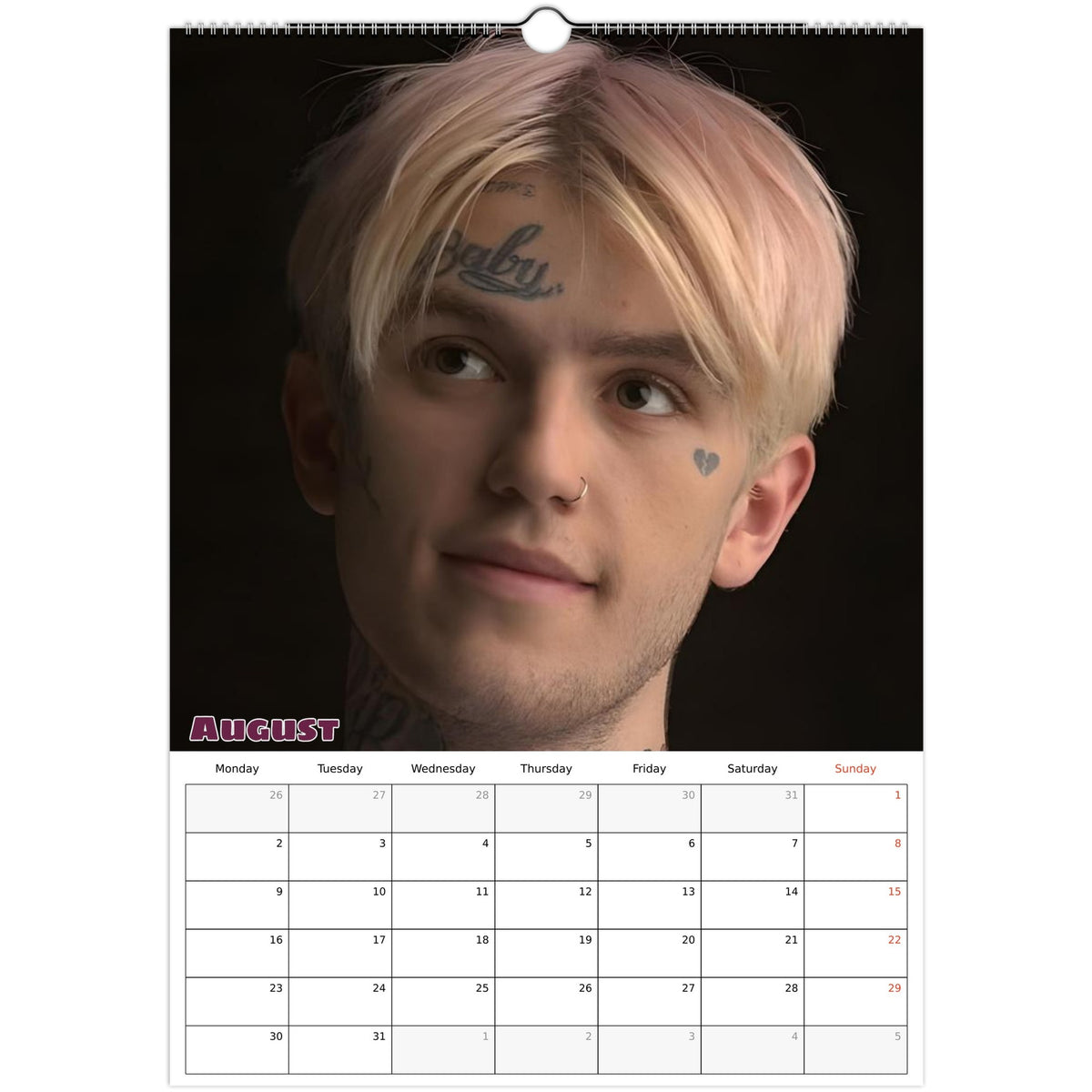Lil Peep Calendar 2027 August photo