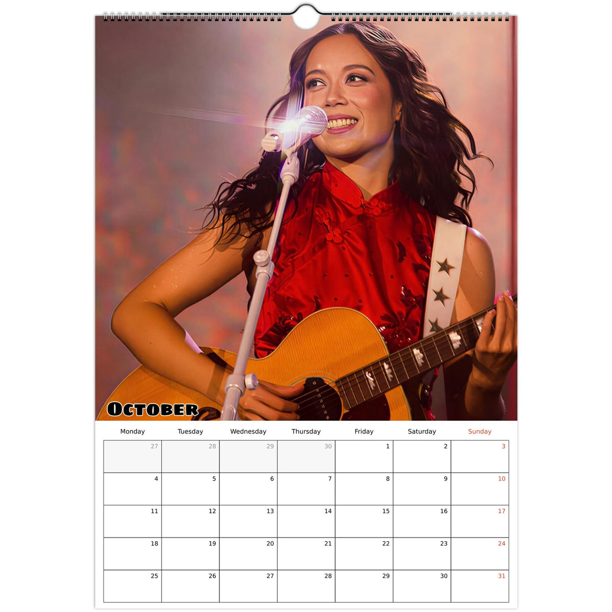 October 2027 page in Laufey A3 wall calendar
