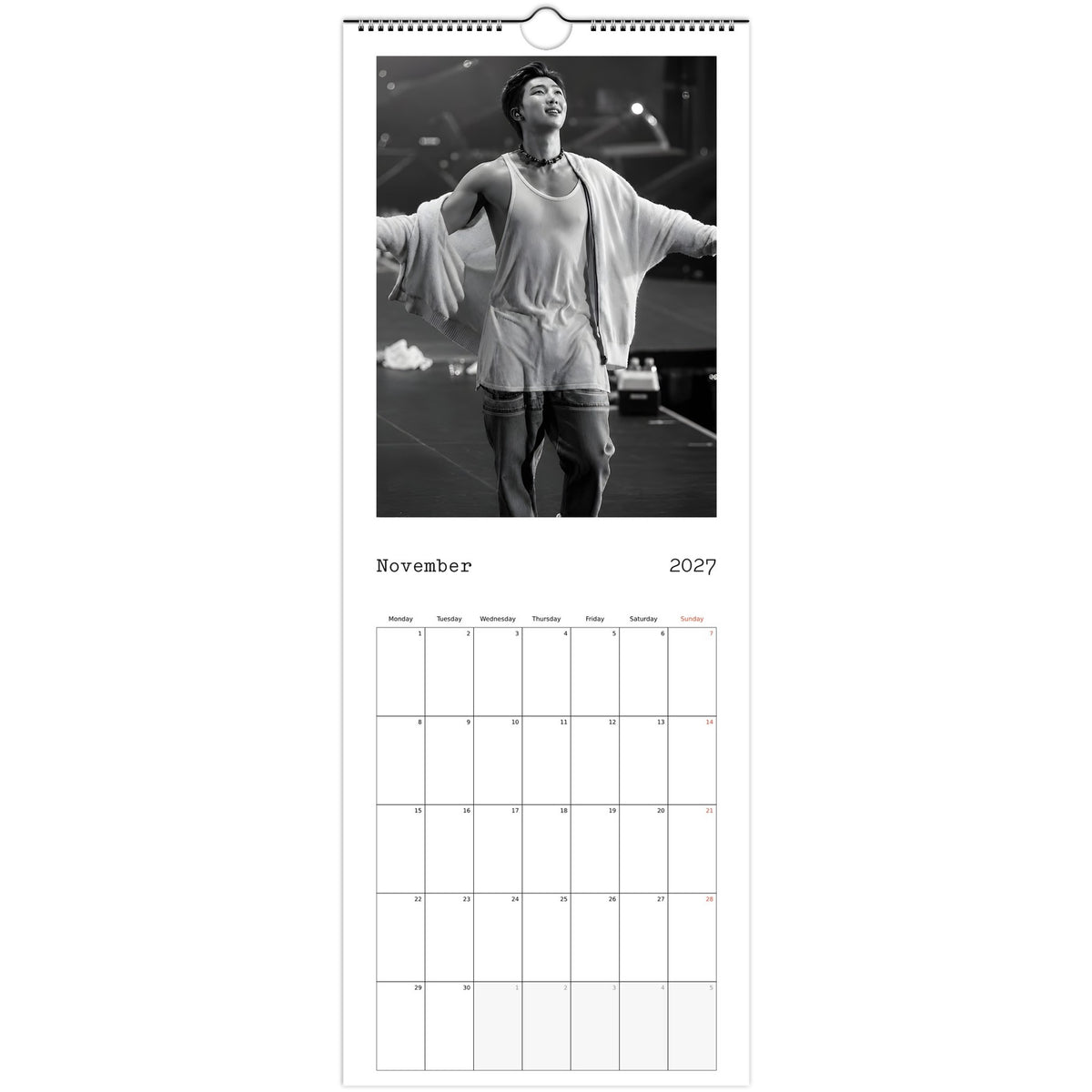 BTS RM Calendar 2027 November page
