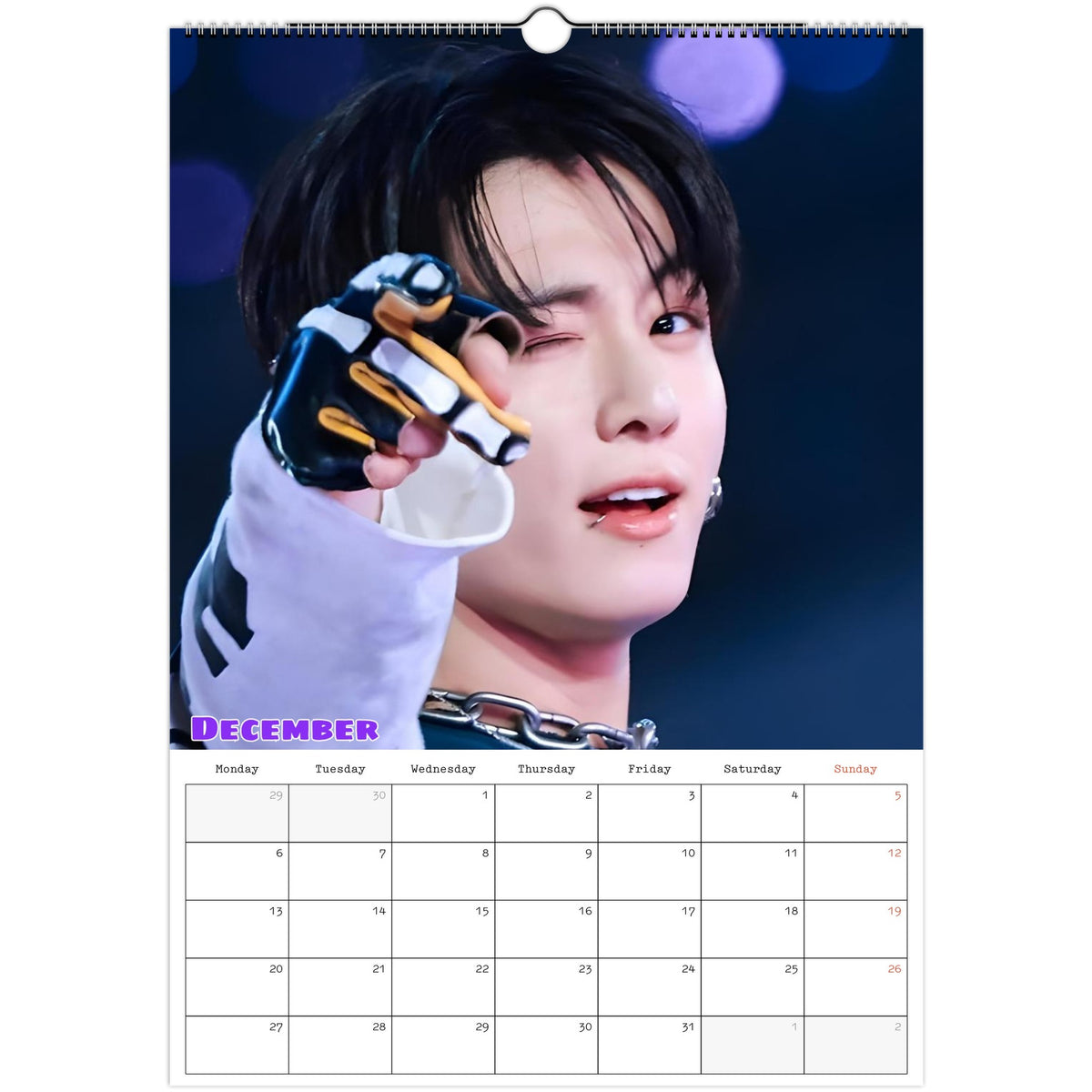 BTS Jungkook Calendar 2027 December page