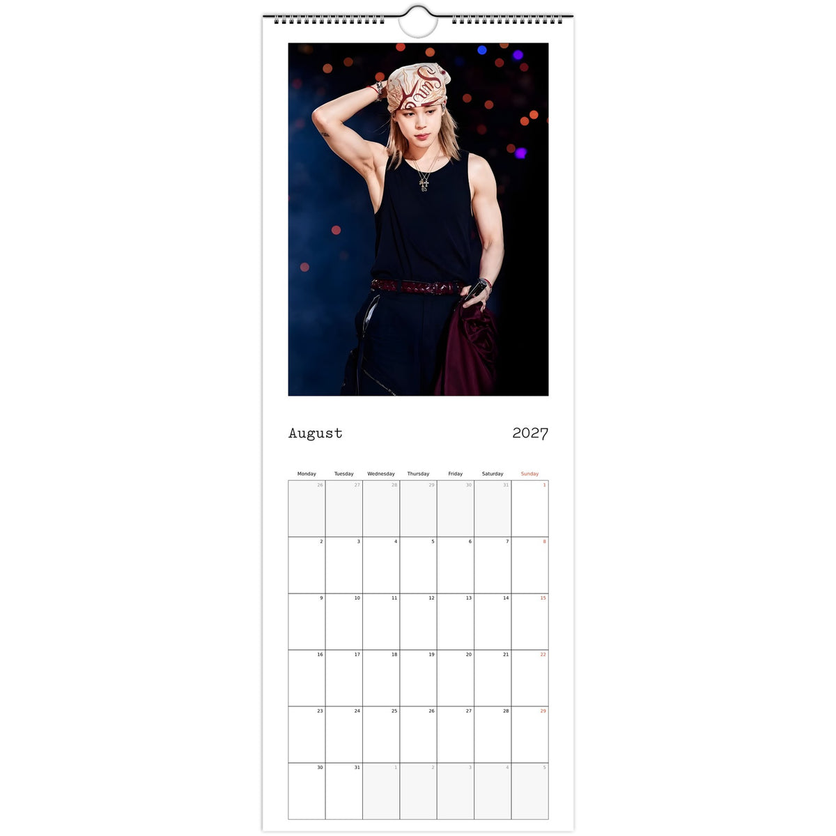 BTS Jimin Calendar 2027 August page
