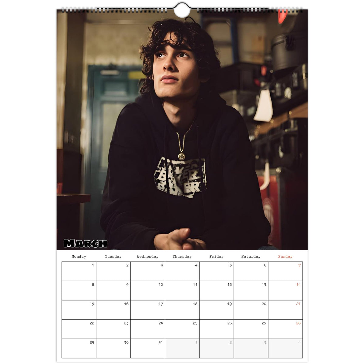 March page of sombr 2027 A3 wall calendar