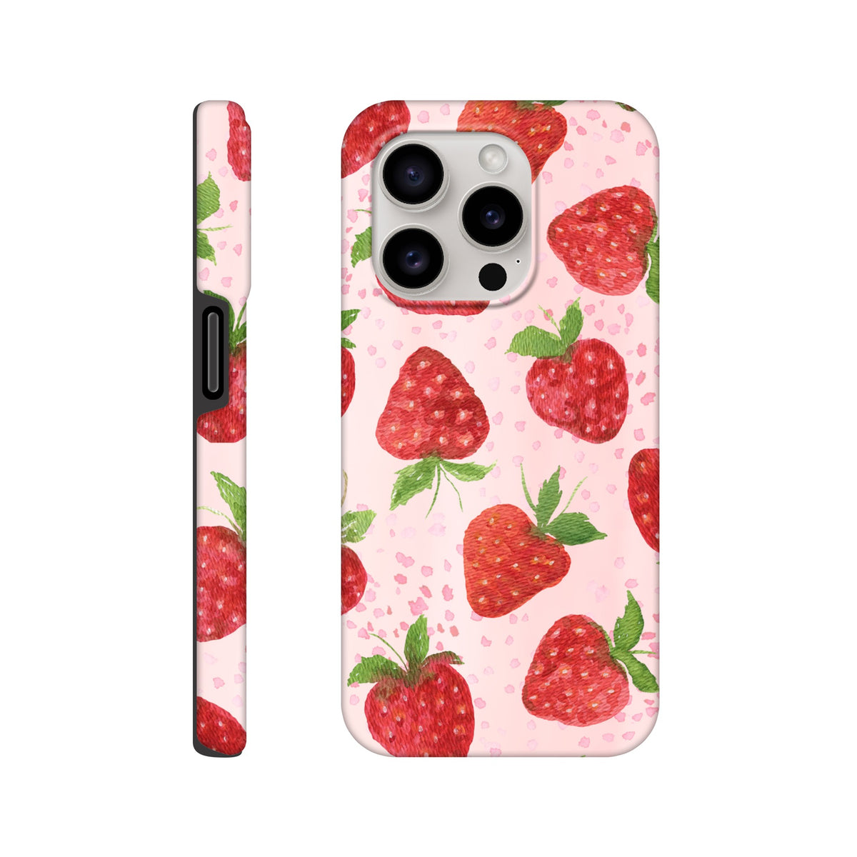 Strawberry pattern iPhone tough case with scratch‑resistant finish