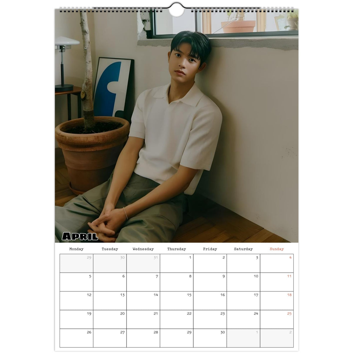 April 2027 page in Park Solomon Lomon A3 wall calendar