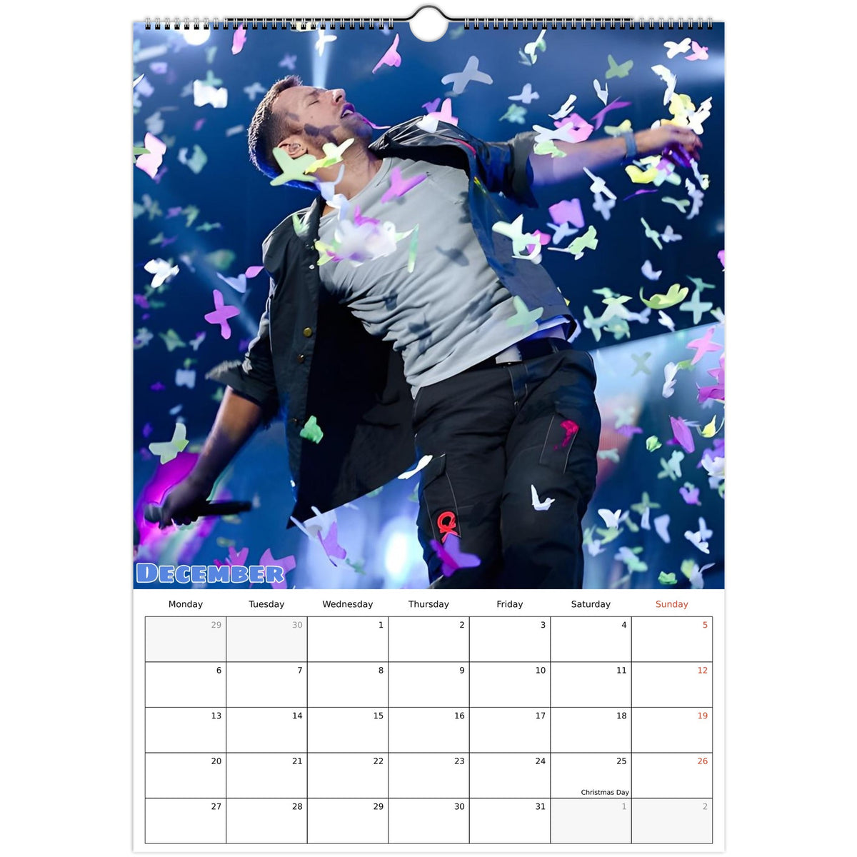 Coldplay calendar December Photo