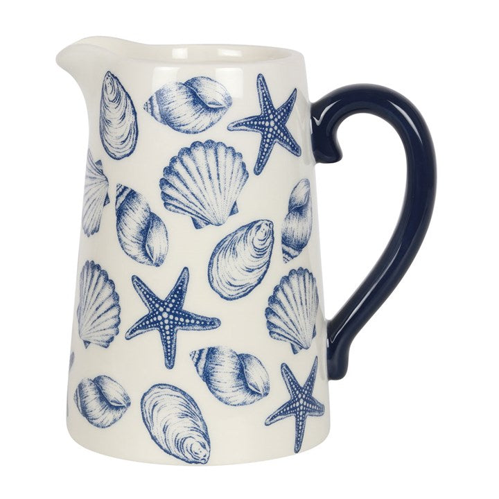 Coastal themed ceramic vase with seashell pattern