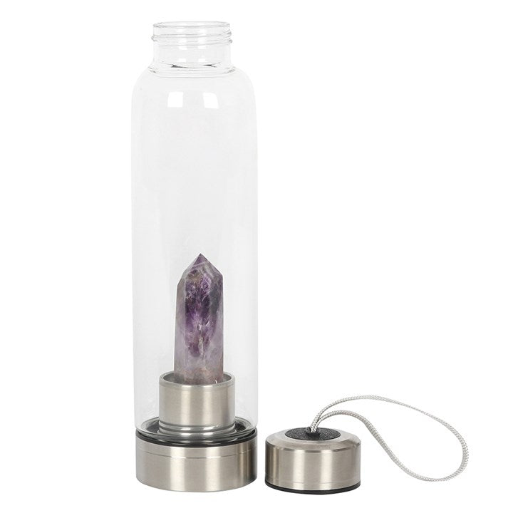 Amethyst water bottle with neoprene sleeve