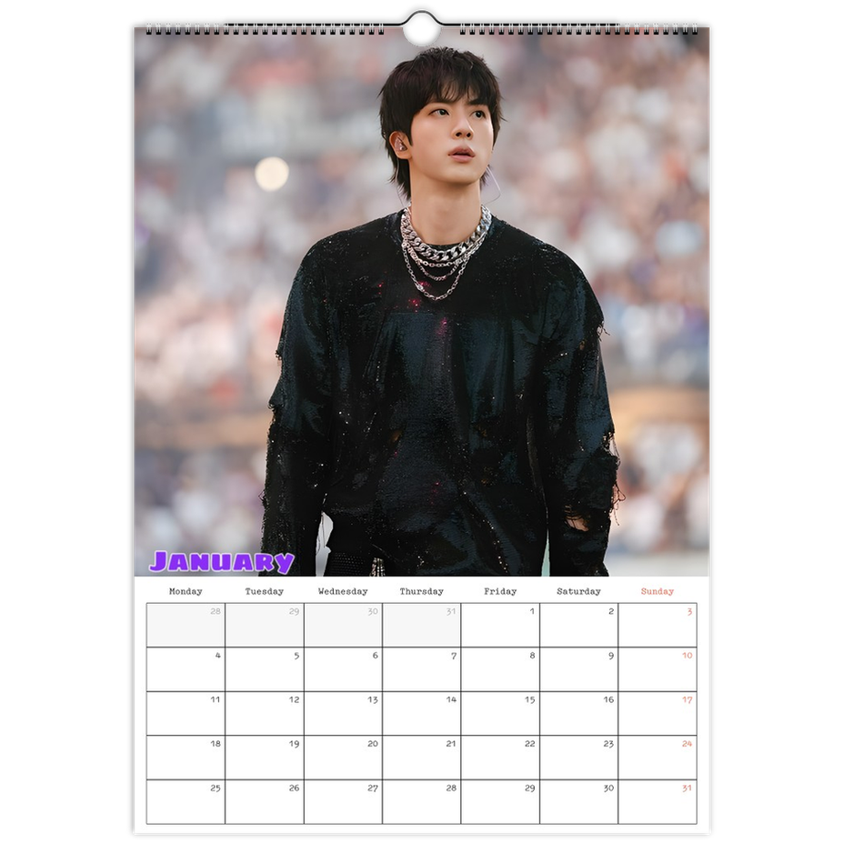 BTS Jin Calendar 2027 January page