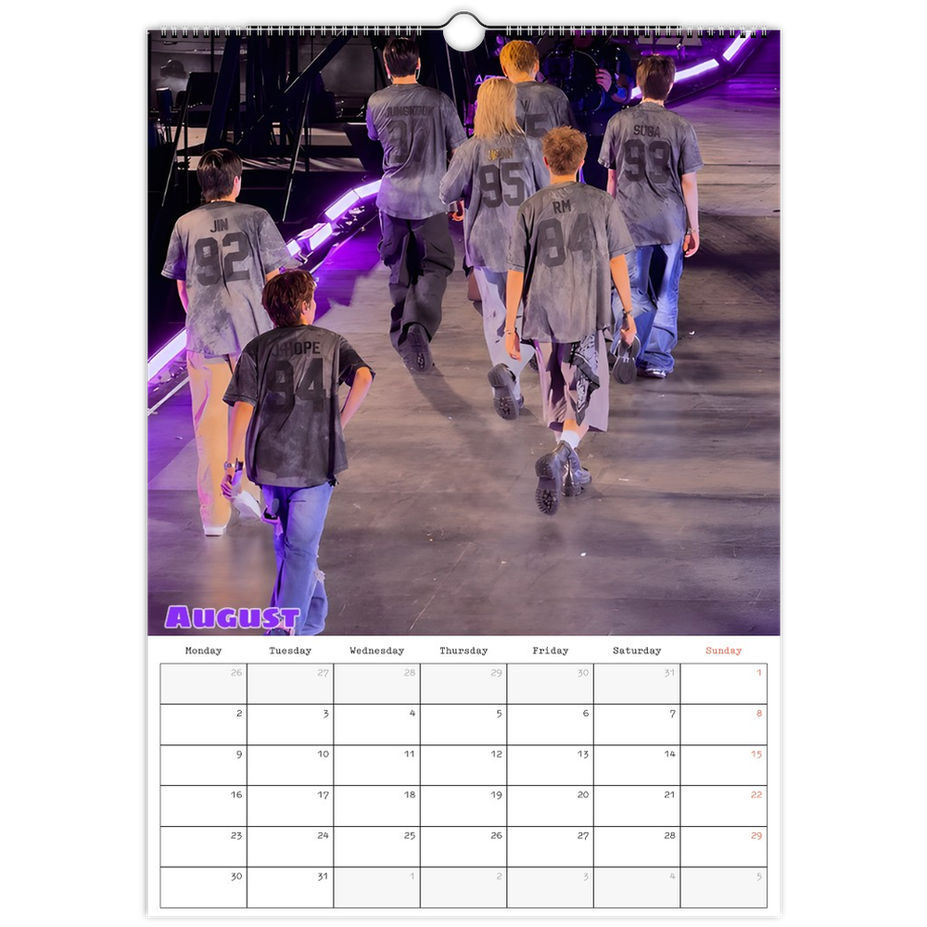 BTS  Calendar 2027 August page
