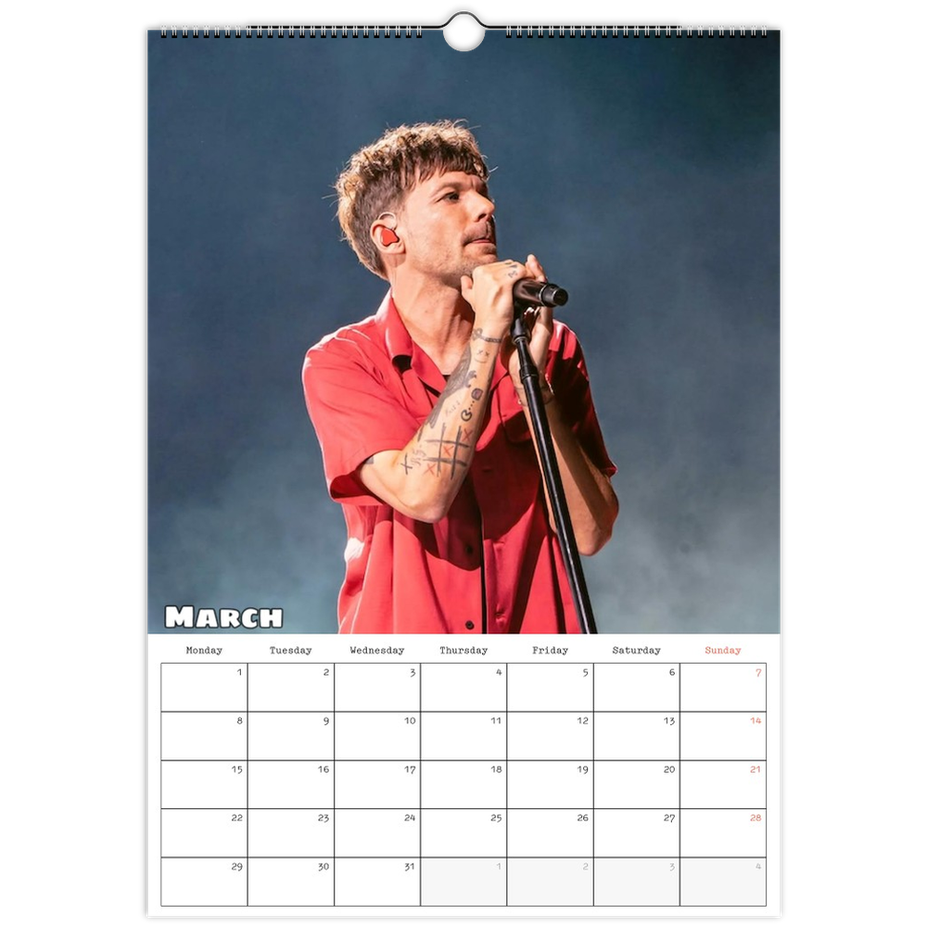 Louis Tomlinson 2027 calendar March Page
