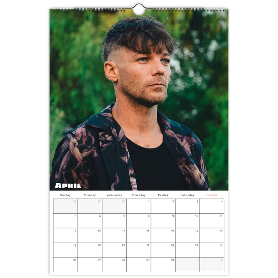 Louis Tomlinson 2027 calendar April Page