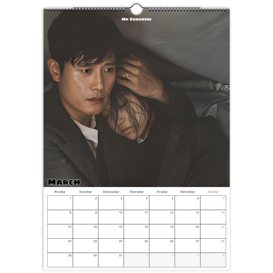 March 2027 page in Classic Romantic K-Drama A3 wall calendar