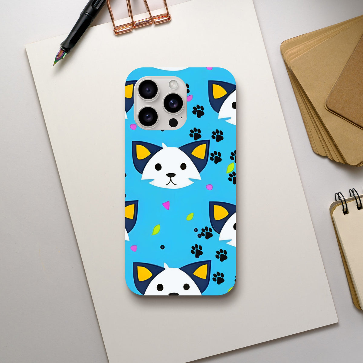 Cat lover iPhone case with paw print pattern