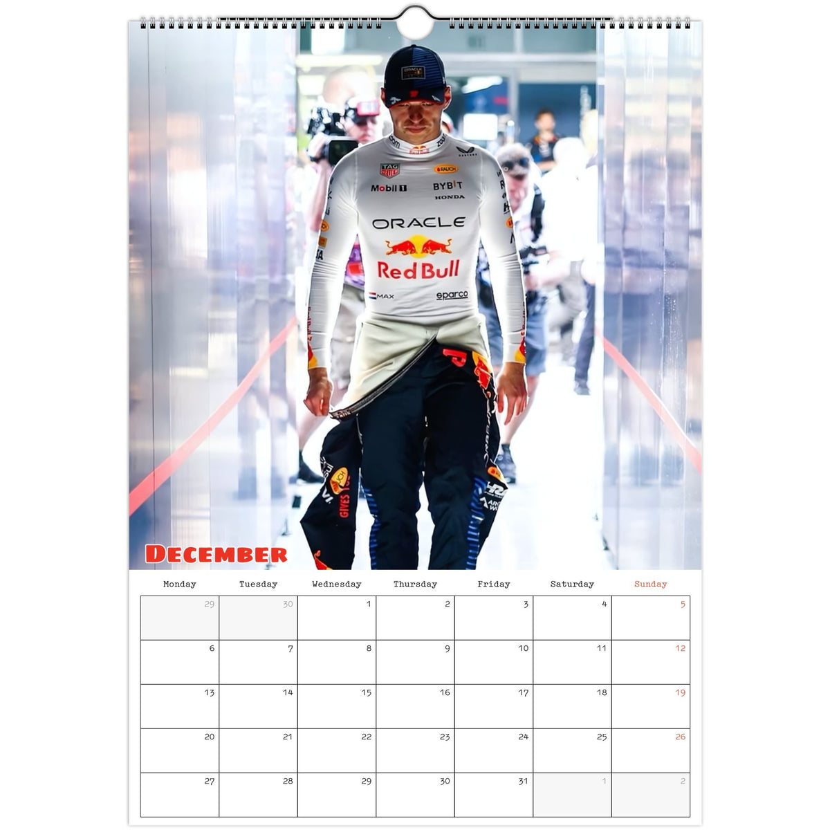 Max Verstappen Calendar 2027 December page