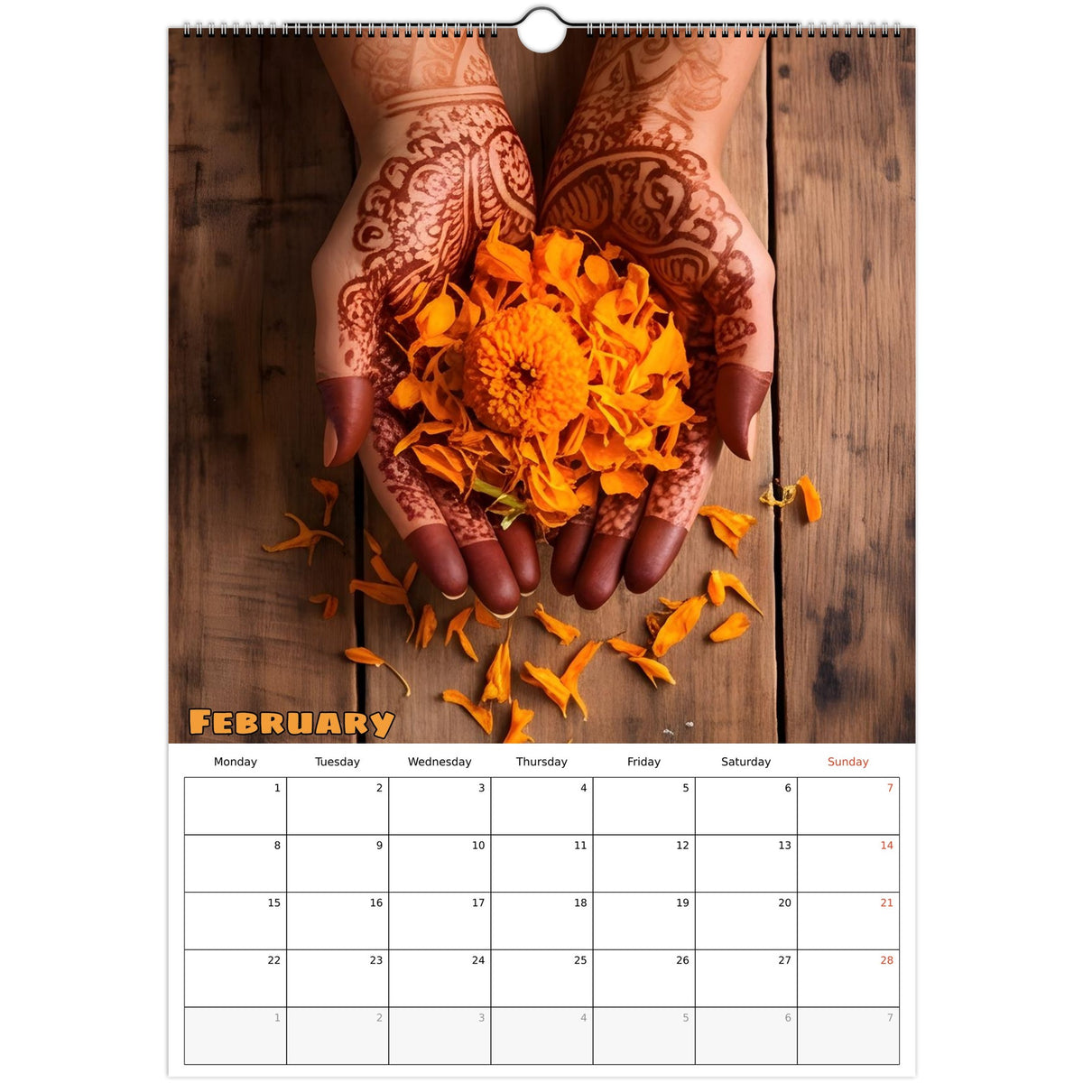 Beautiful India 2027 calendar February page