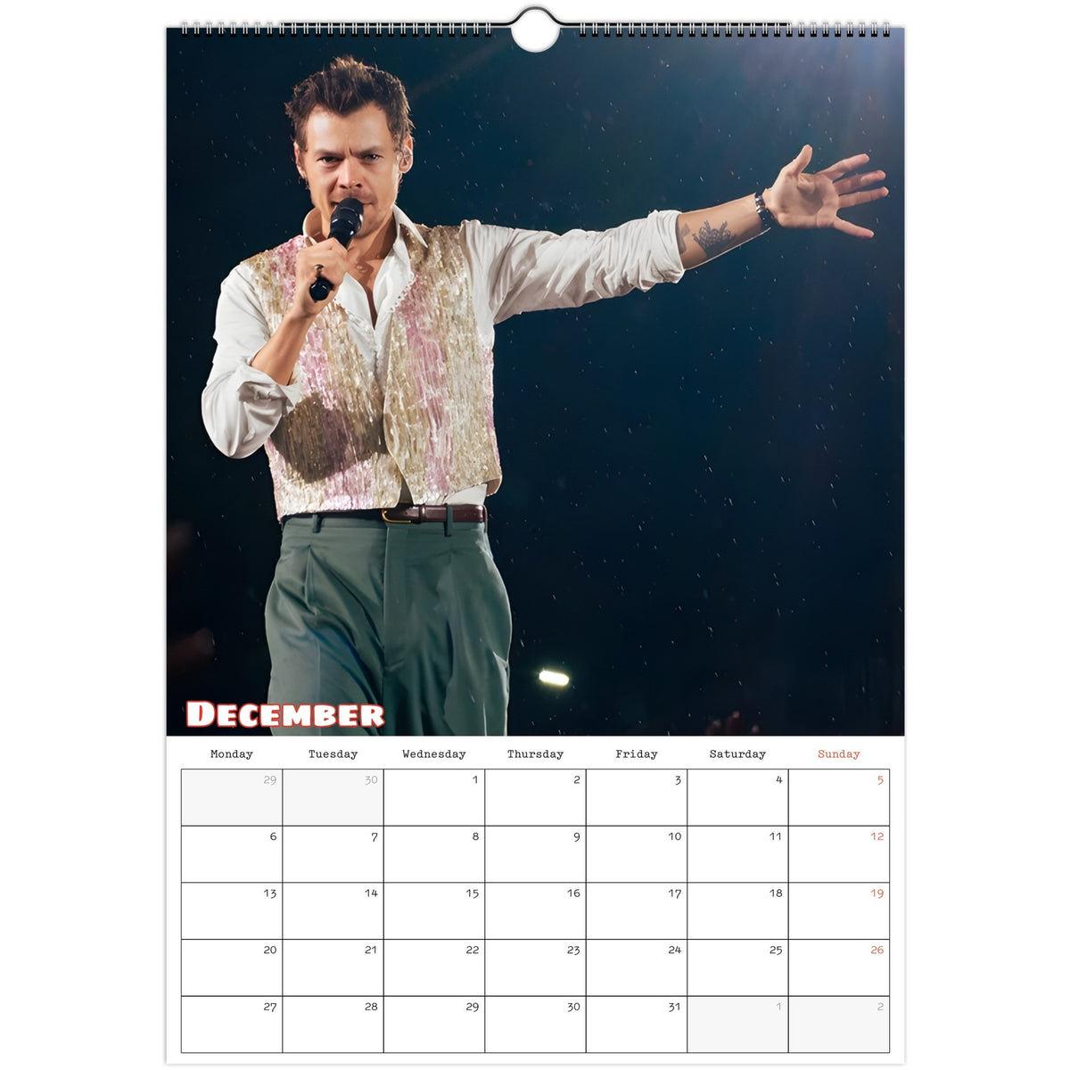 Harry Styles Calendar 2027 December photo