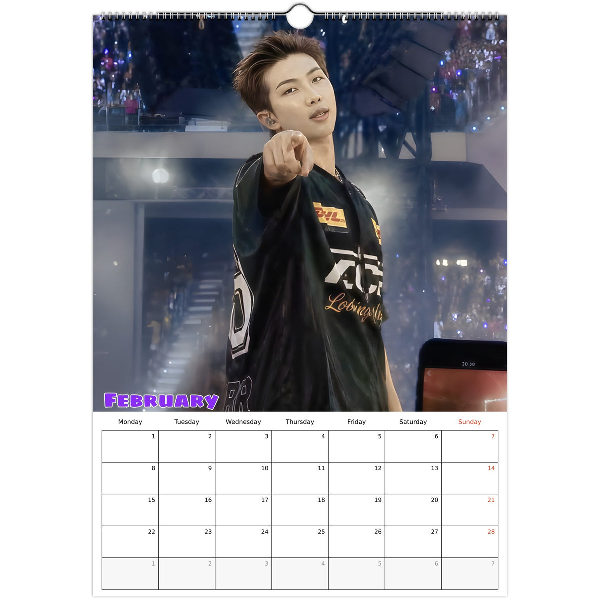 BTS RM Calendar 2027 February page