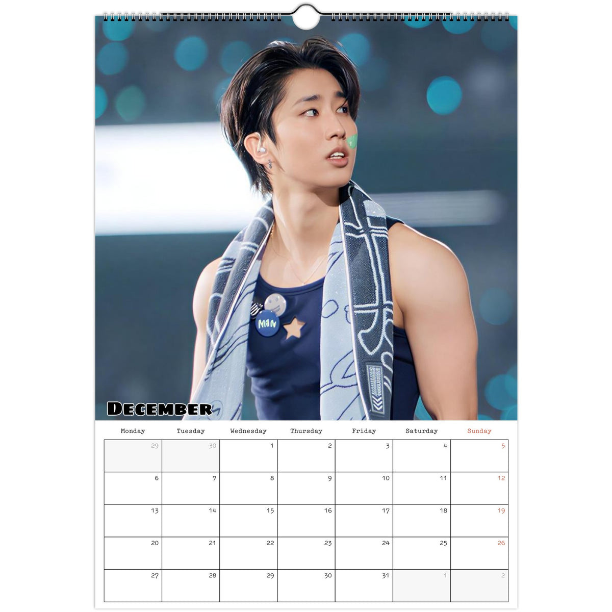 December 2027 page in Stray Kids HAN A3 wall calendar