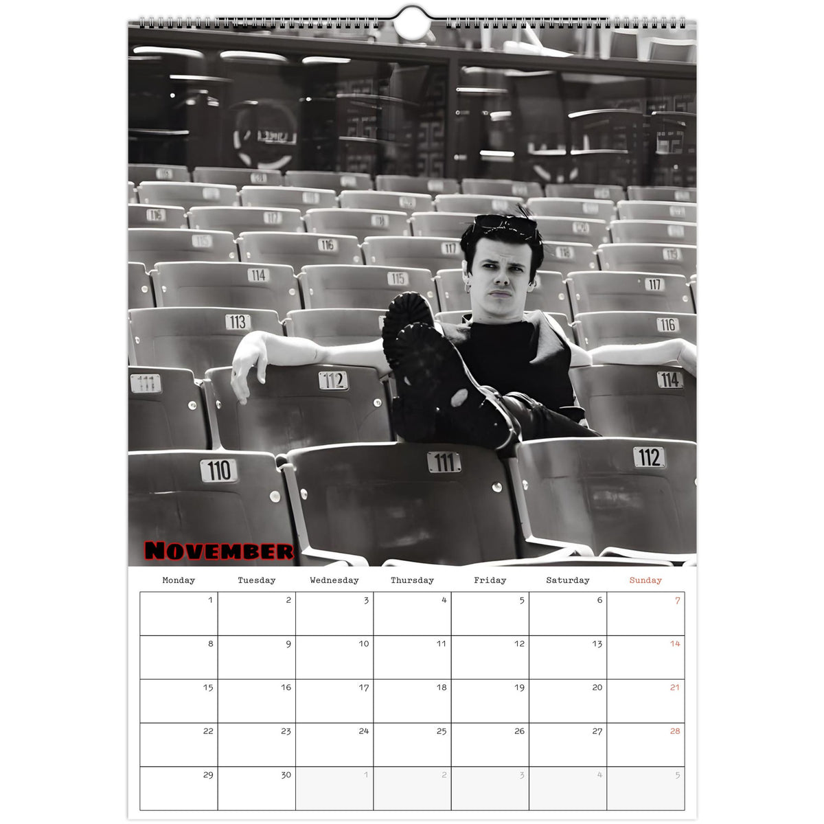 November 2027 page in YUNGBLUD A3 wall calendar