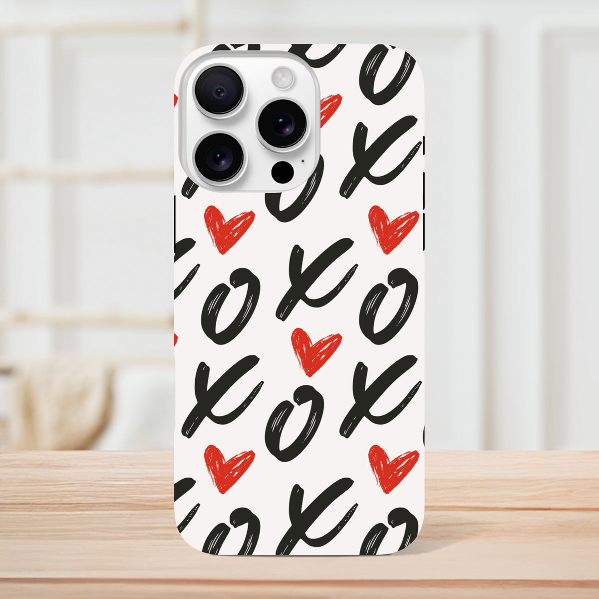 Aesthetic white and red Love iPhone case for everyday protection