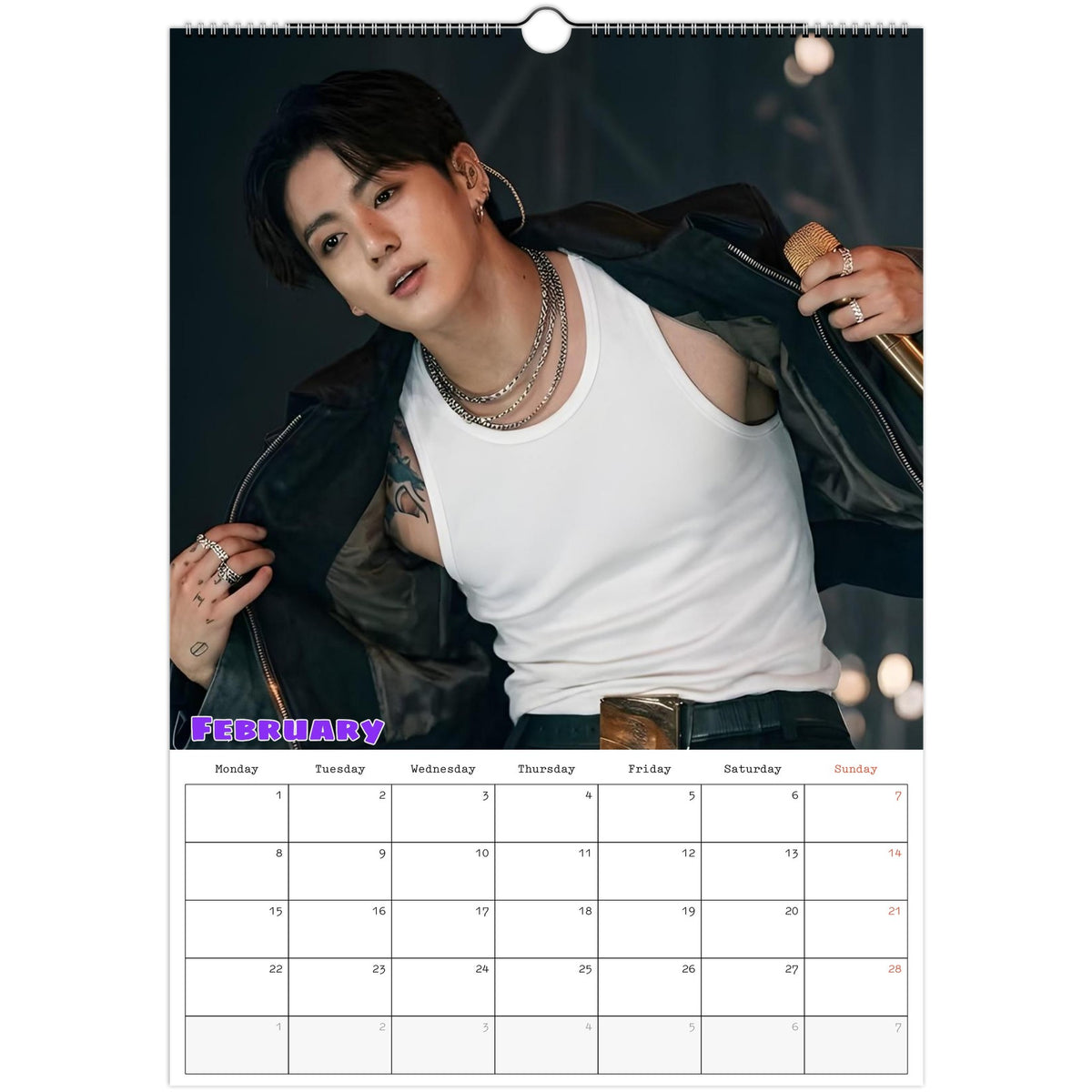 BTS Jungkook Calendar 2027 February page